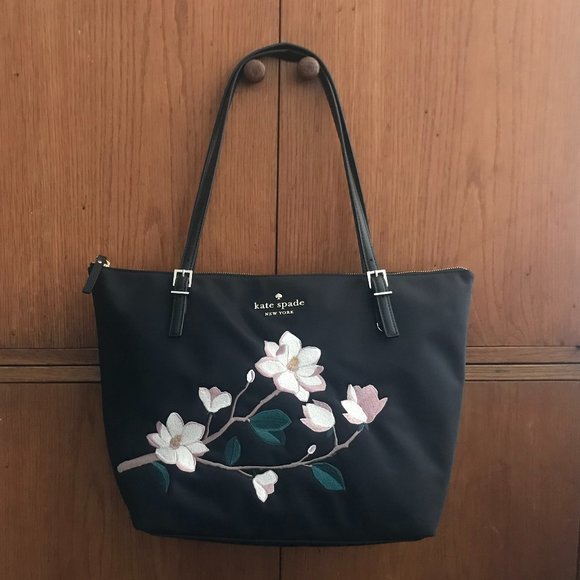 Kate Spade Handbags - Perfect for Spring! Kate Spade Watson Lane Embroidered Maya Black Nylon Tote